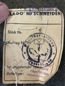 German WW2 Army Uniform factory tag